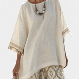 Boho Chic Daisy Set: Duga Bluza i Printane Hlače za Jedinstveni Stil