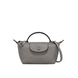 Mini kožna Longchamp torba - Siva