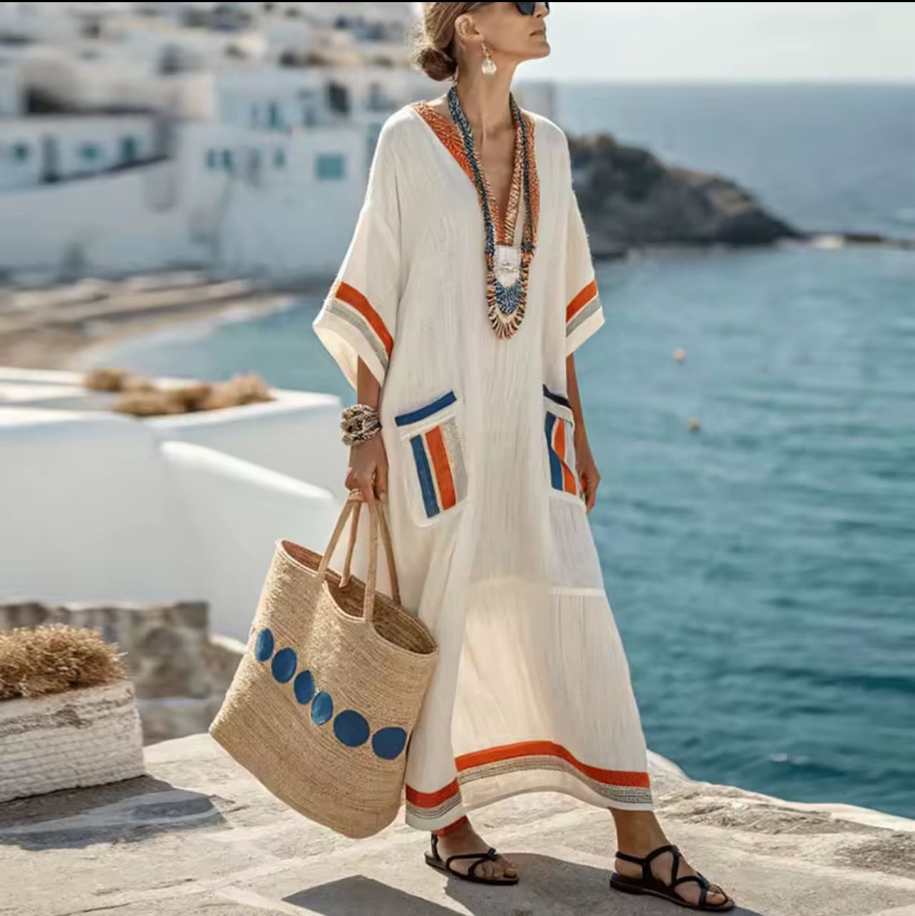 Elegantna Mary - Duga haljina za plažu za modren ljetni izgled